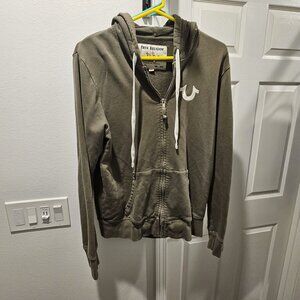 Vintage olive green true religion medium zip up jacket